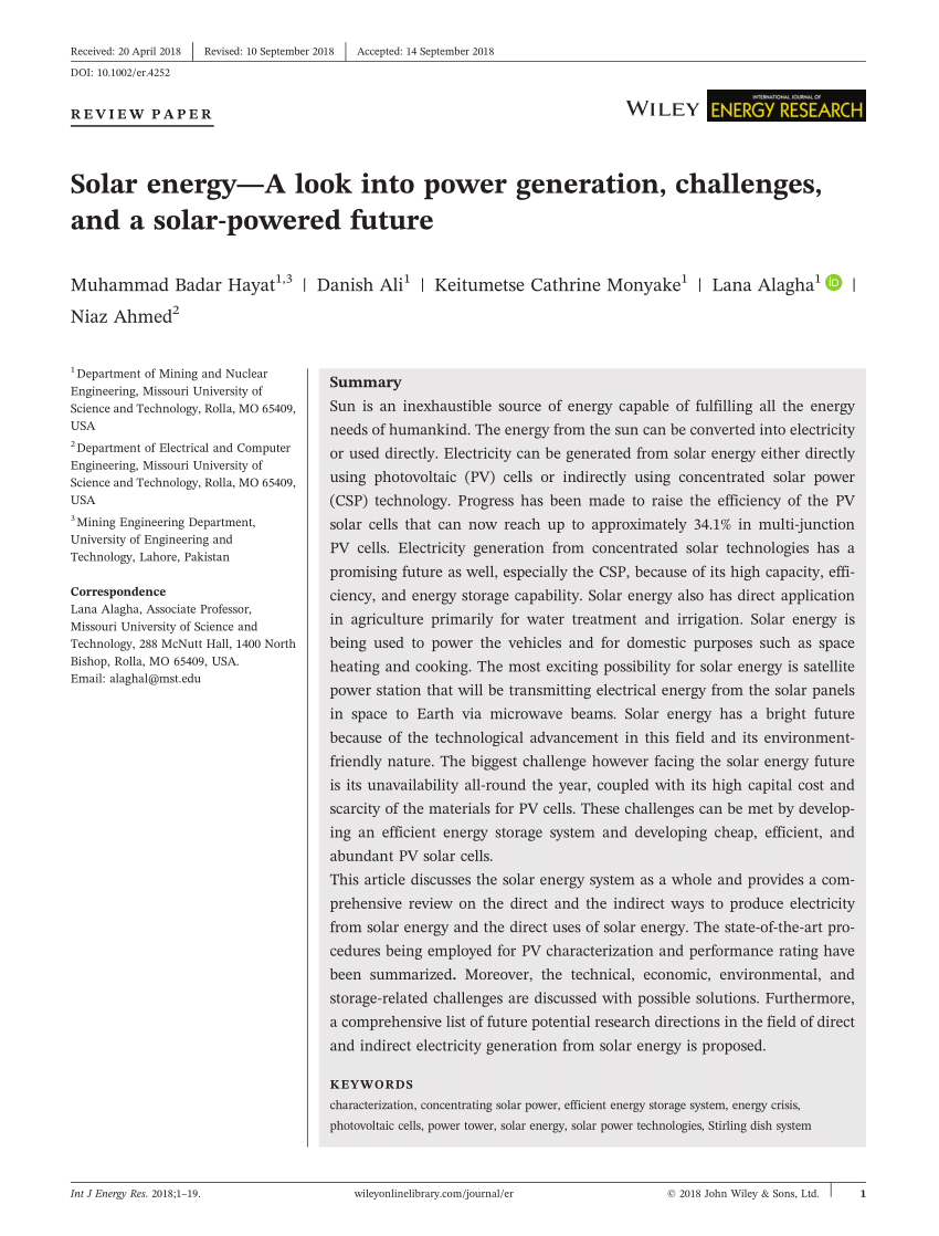 literature review of solar energy