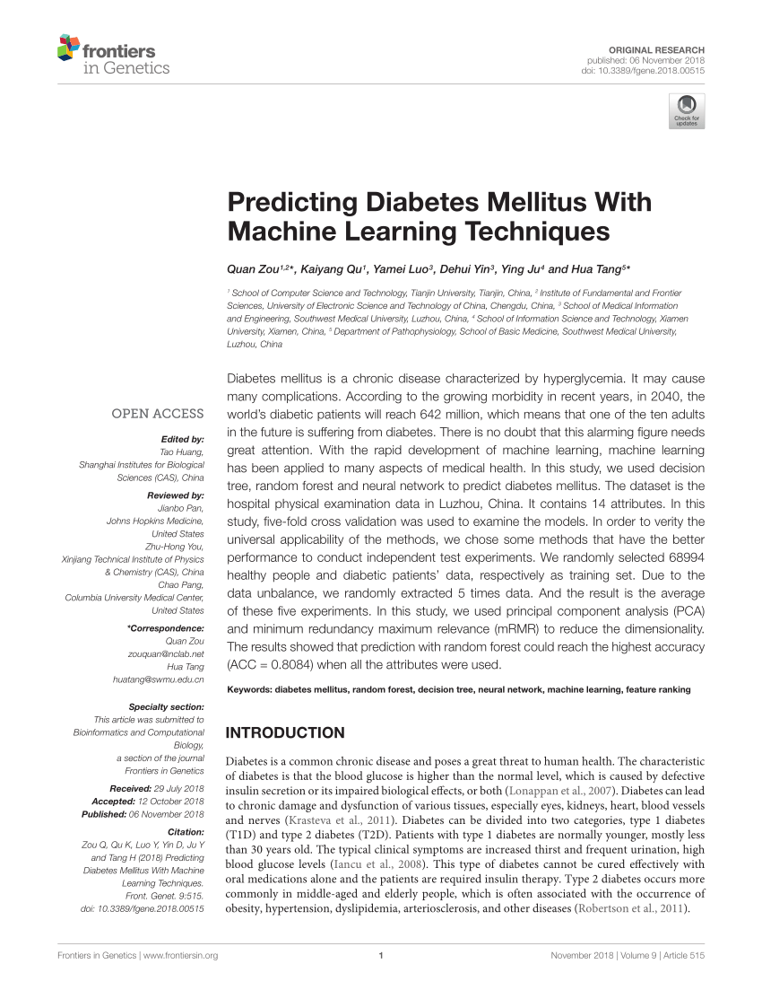 research paper on diabetes prediction glucose 6 2 mmol l
