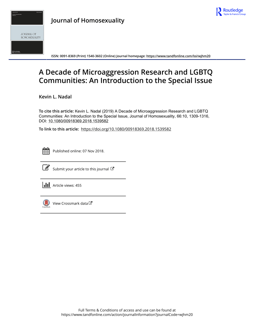 PDF) A Decade of Microaggression Research and LGBTQ Communities