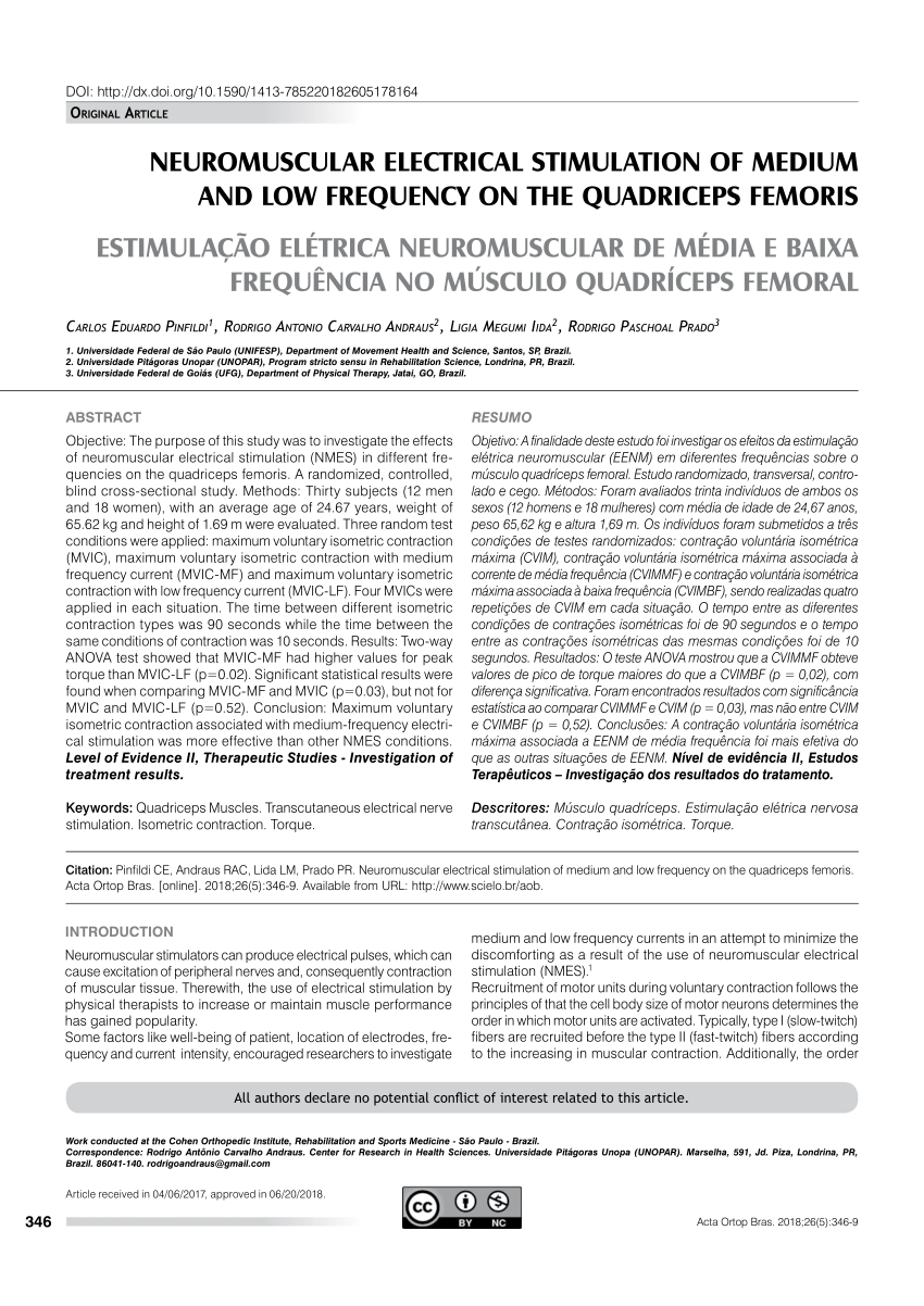 PDF] NEUROMUSCULAR ELECTRICAL STIMULATION OF MEDIUM AND LOW FREQUENCY ON  THE QUADRICEPS FEMORIS