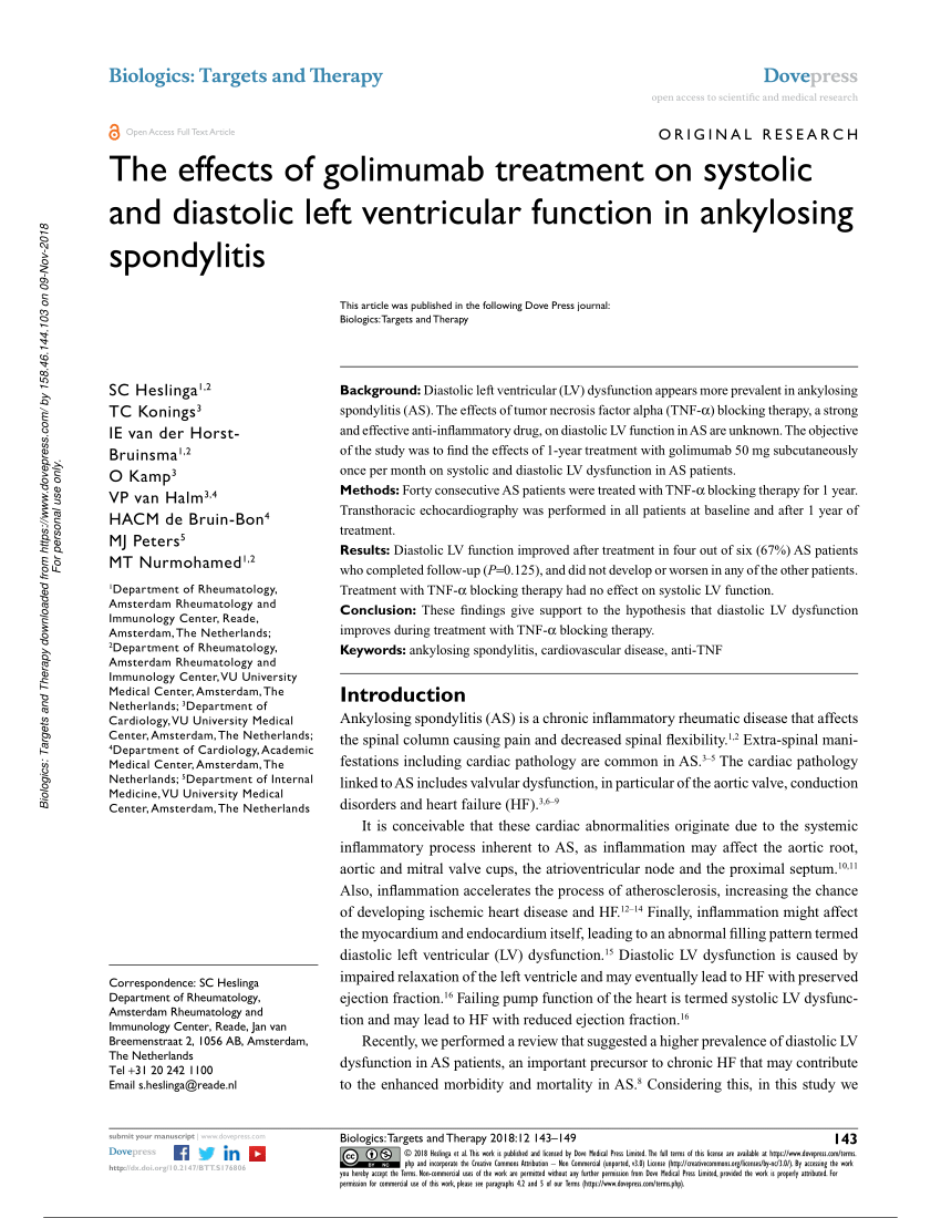 The effects of golimumab treatment on systolic and diastolic left vent