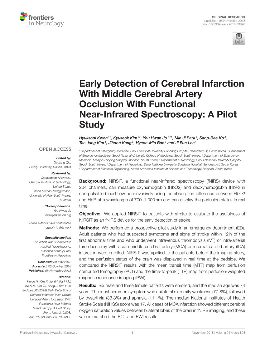 PDF) Early Detection of Cerebral Infarction With Middle Cerebral ...