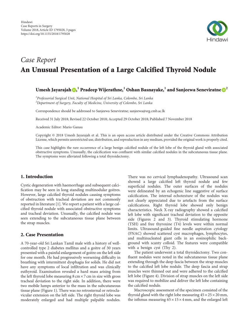 Pdf An Unusual Presentation Of A Large Calcified Thyroid Nodule