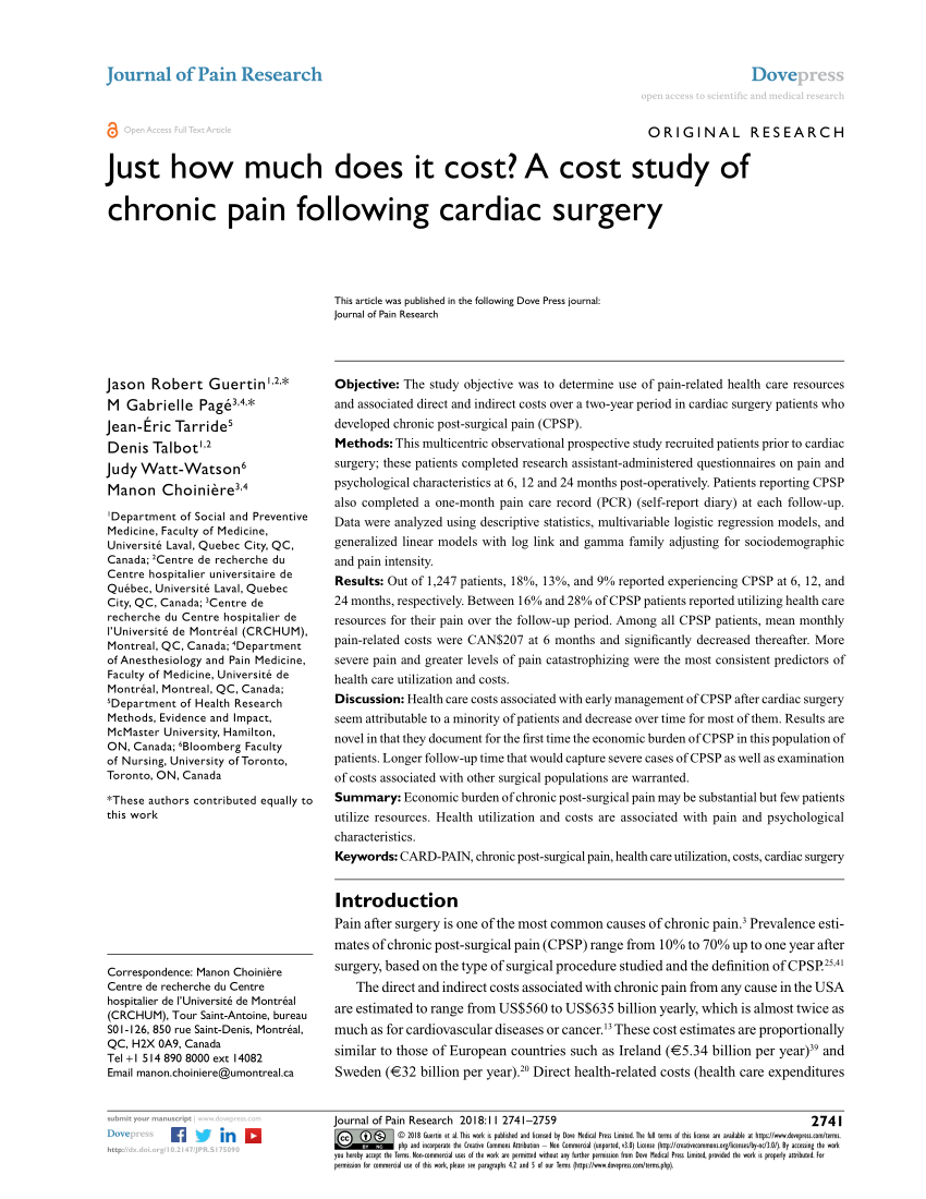 PDF) Just how much does it cost? A cost study of chronic pain 