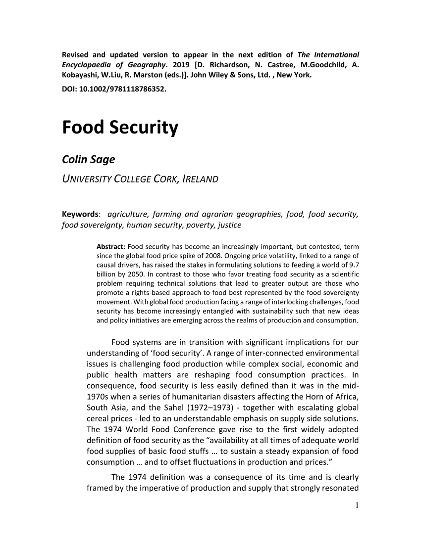 literature review on food security pdf
