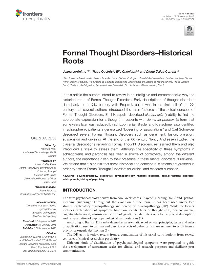 formal thought disorder research paper