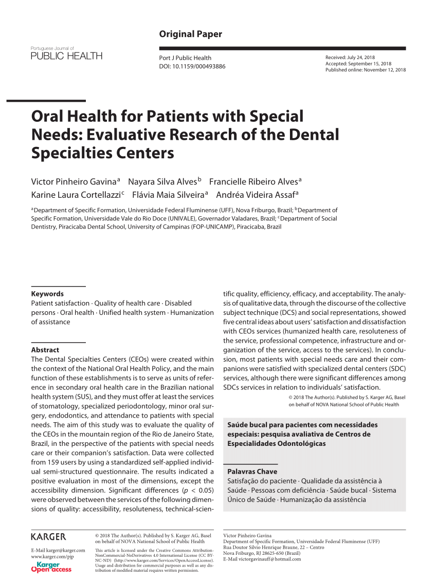 PDF Oral Health for Patients with Special Needs Evaluative  