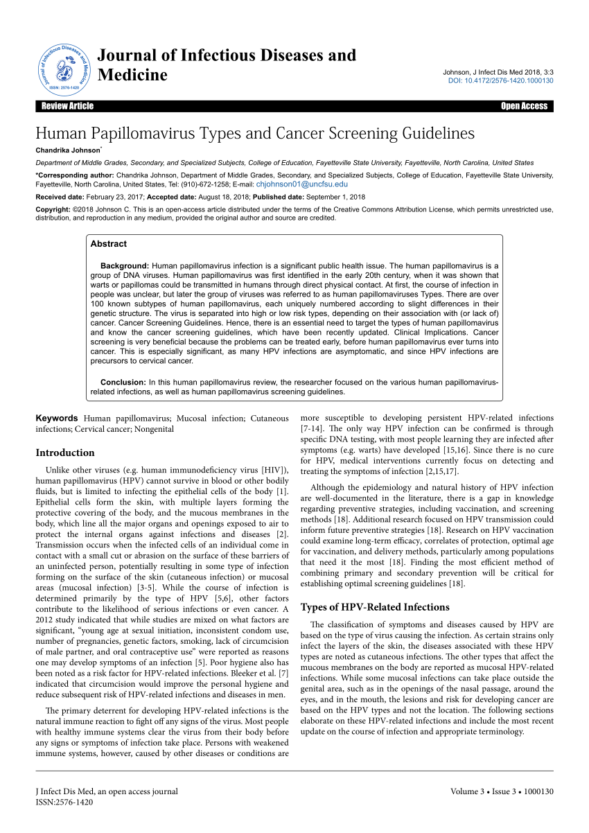 Human papilloma virus review article Tratamentul gâtului papiloma