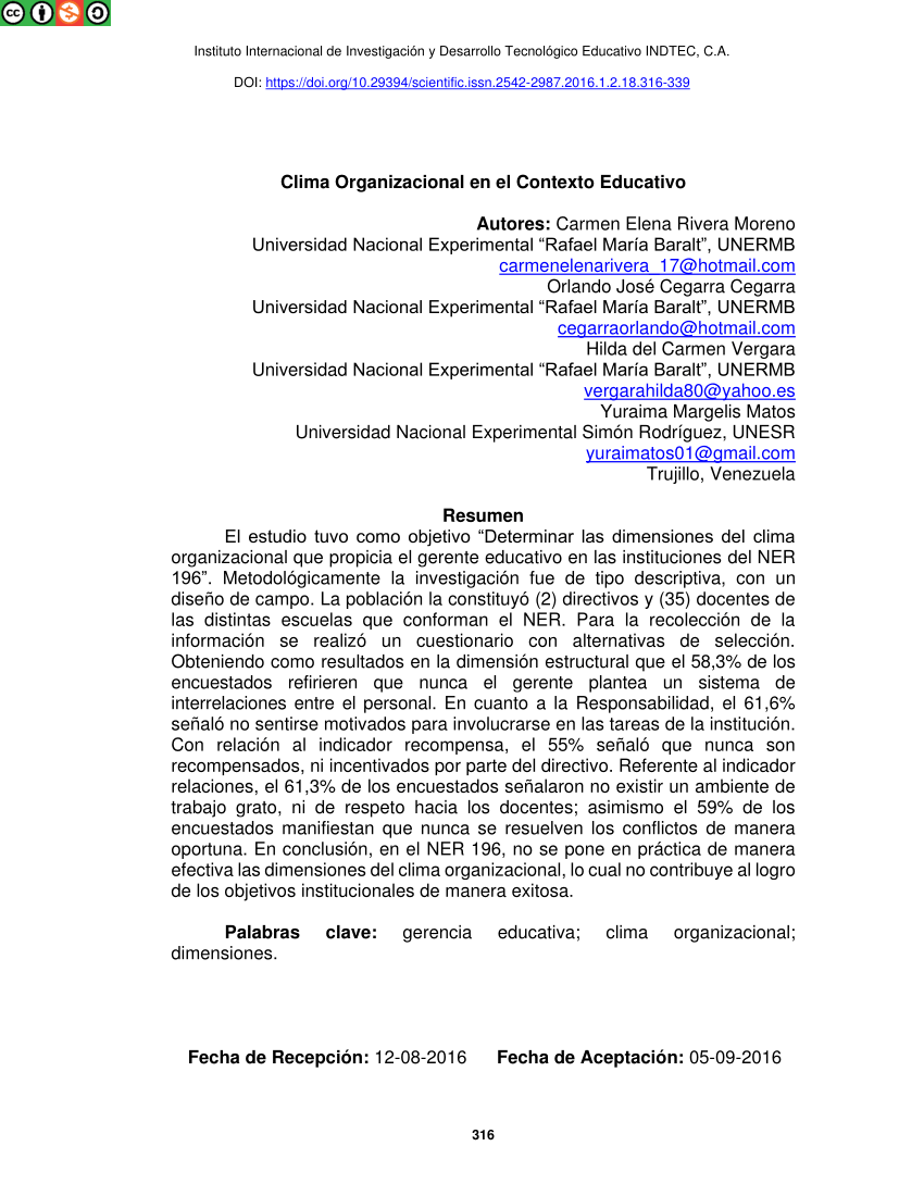 (PDF) Clima Organizacional en el Contexto Educativo