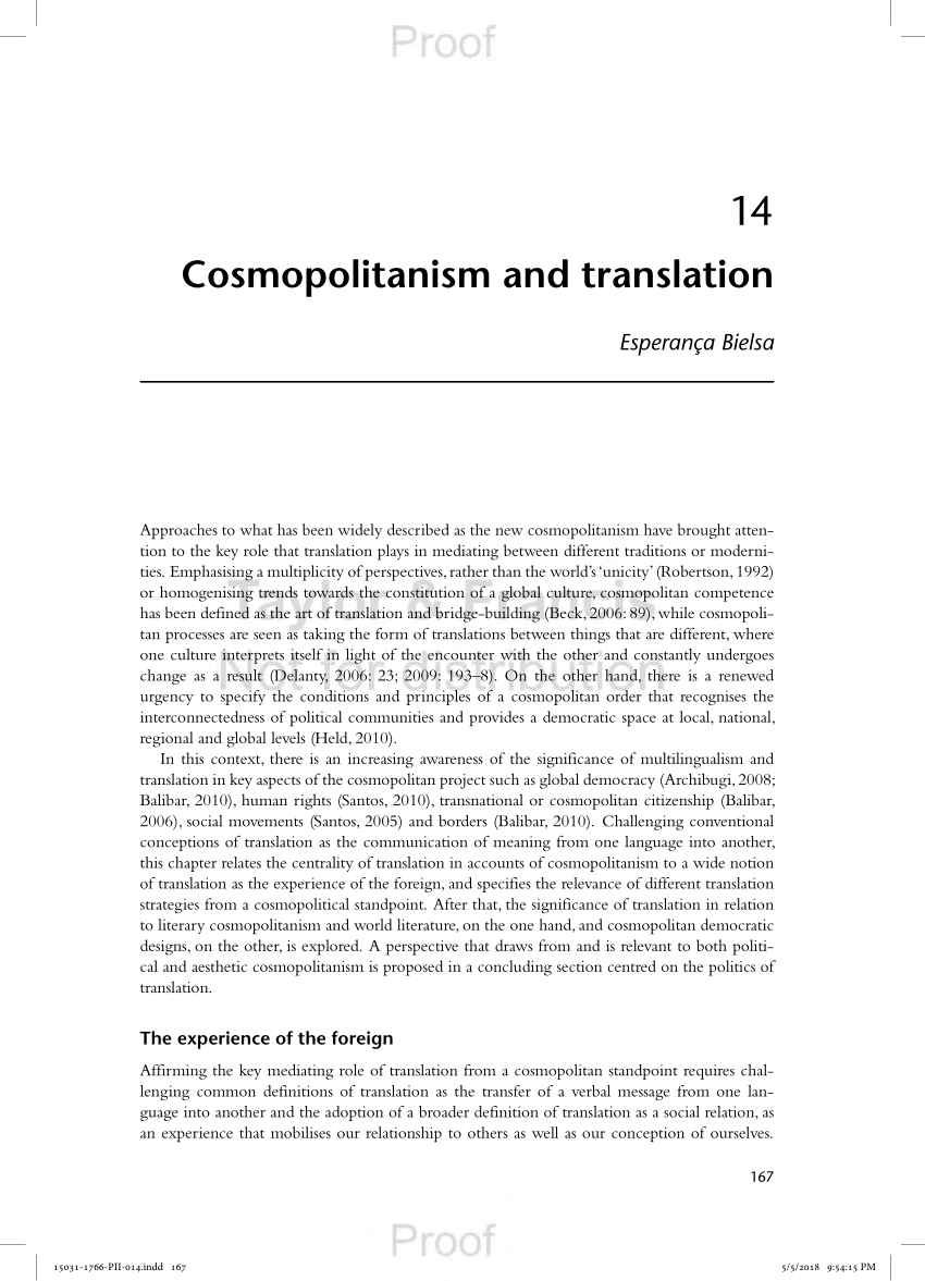 PDF) Cosmopolitanism and Translation