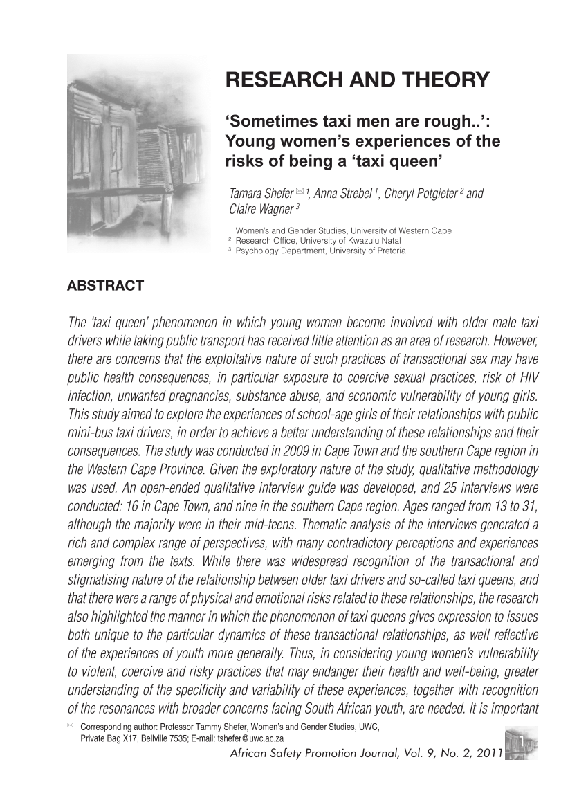 PDF) RESEARCH AND THEORY Sometimes taxi men are rough.. Young womens experiences of the risks of being a taxi queen