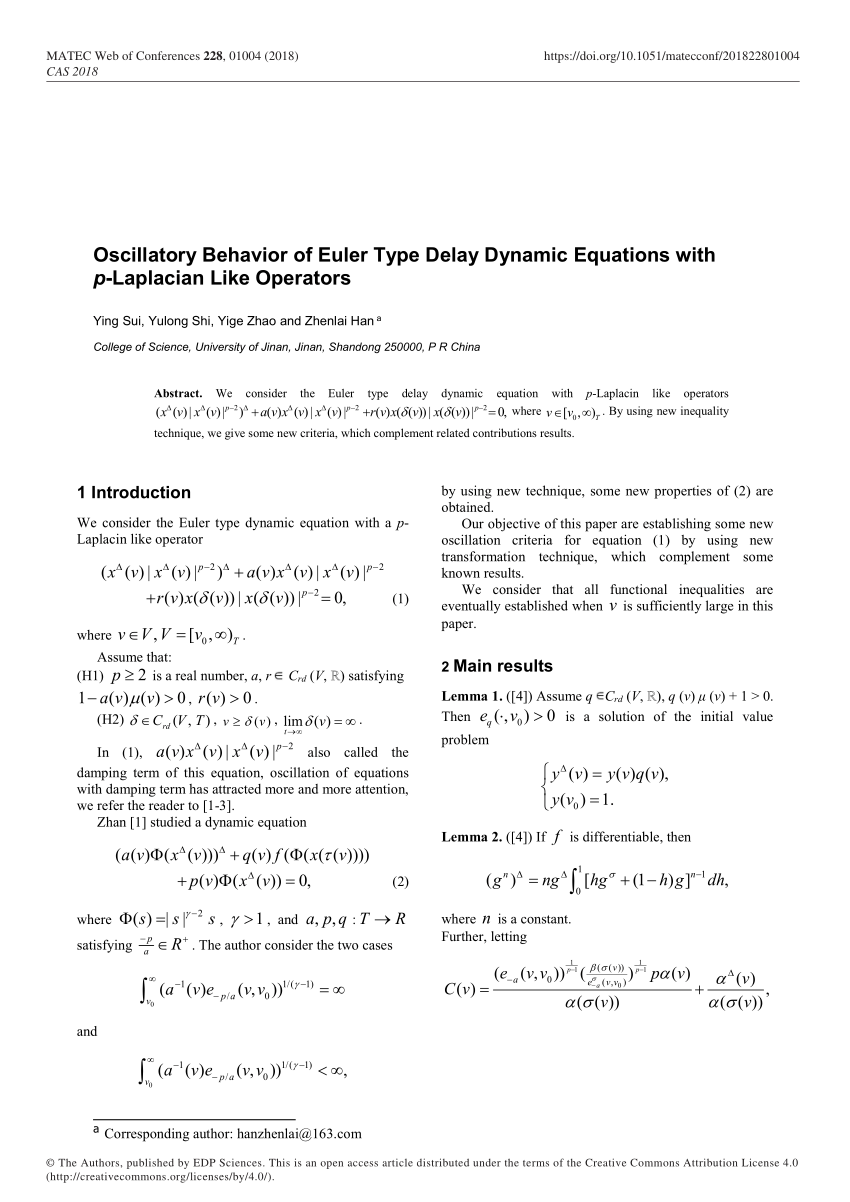 Pdf Oscillatory Behavior Of Euler Type Delay Dynamic Equations With P Laplacian Like Operators