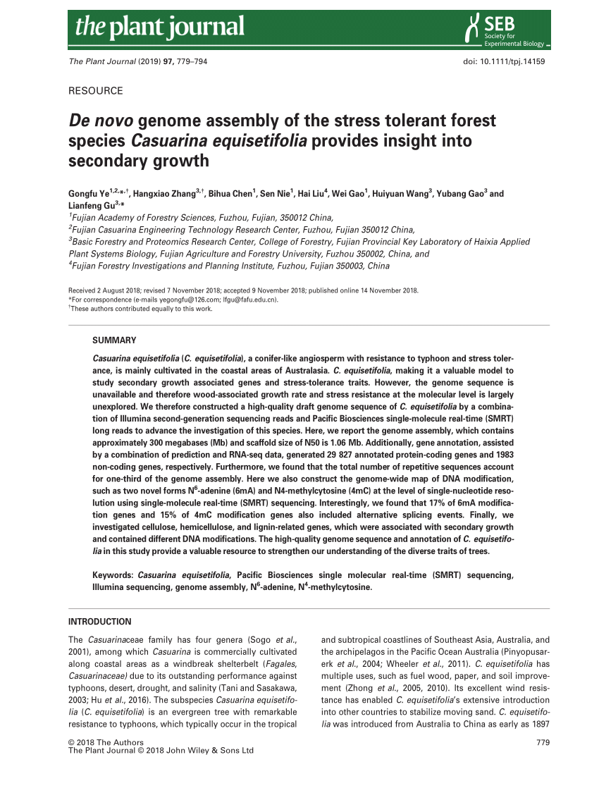 PDF) De novo genome assembly of the stress tolerant forest species 