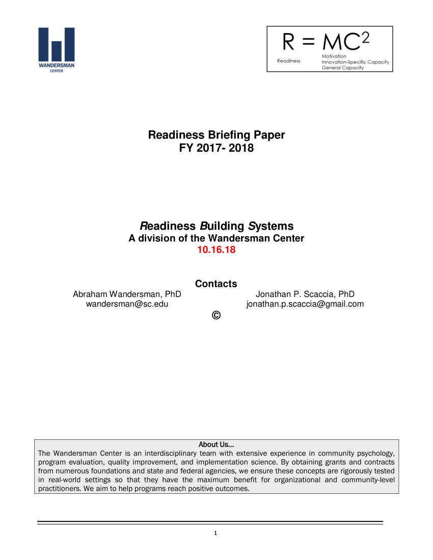 PDF) readiness annual progress report final oct 25 2018