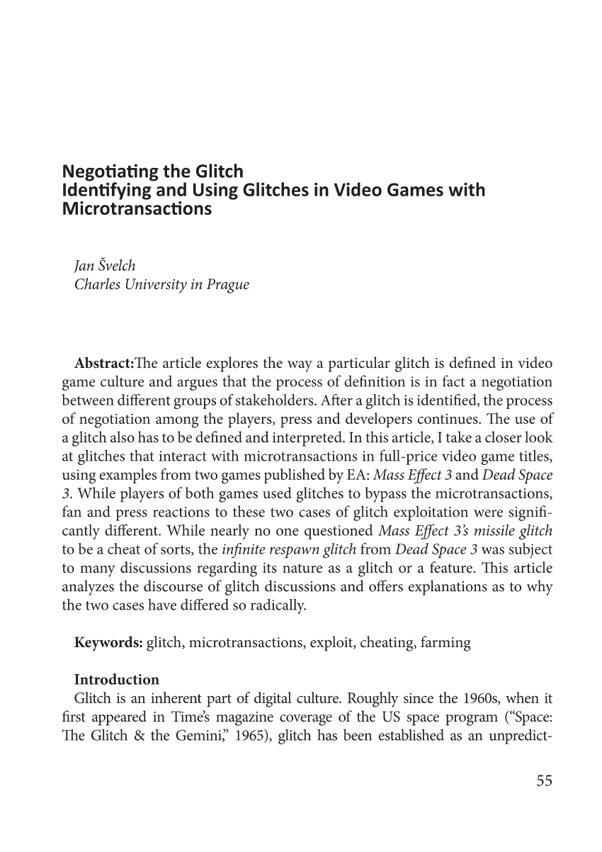 Why we Glitch: process, meaning and pleasure in the discovery,  documentation, sharing and use of videogame exploits