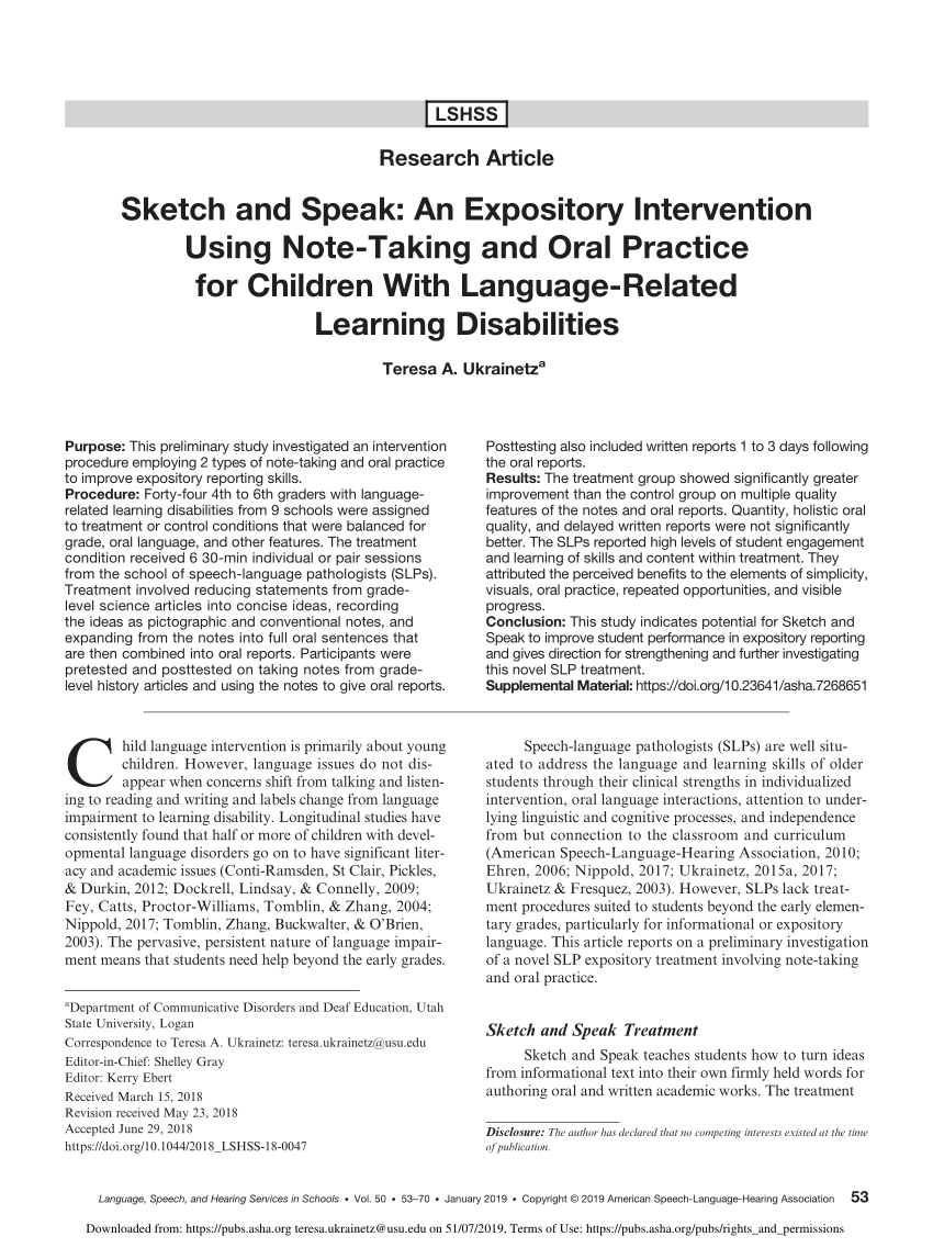 Pdf Sketch And Speak An Expository Intervention Using Note