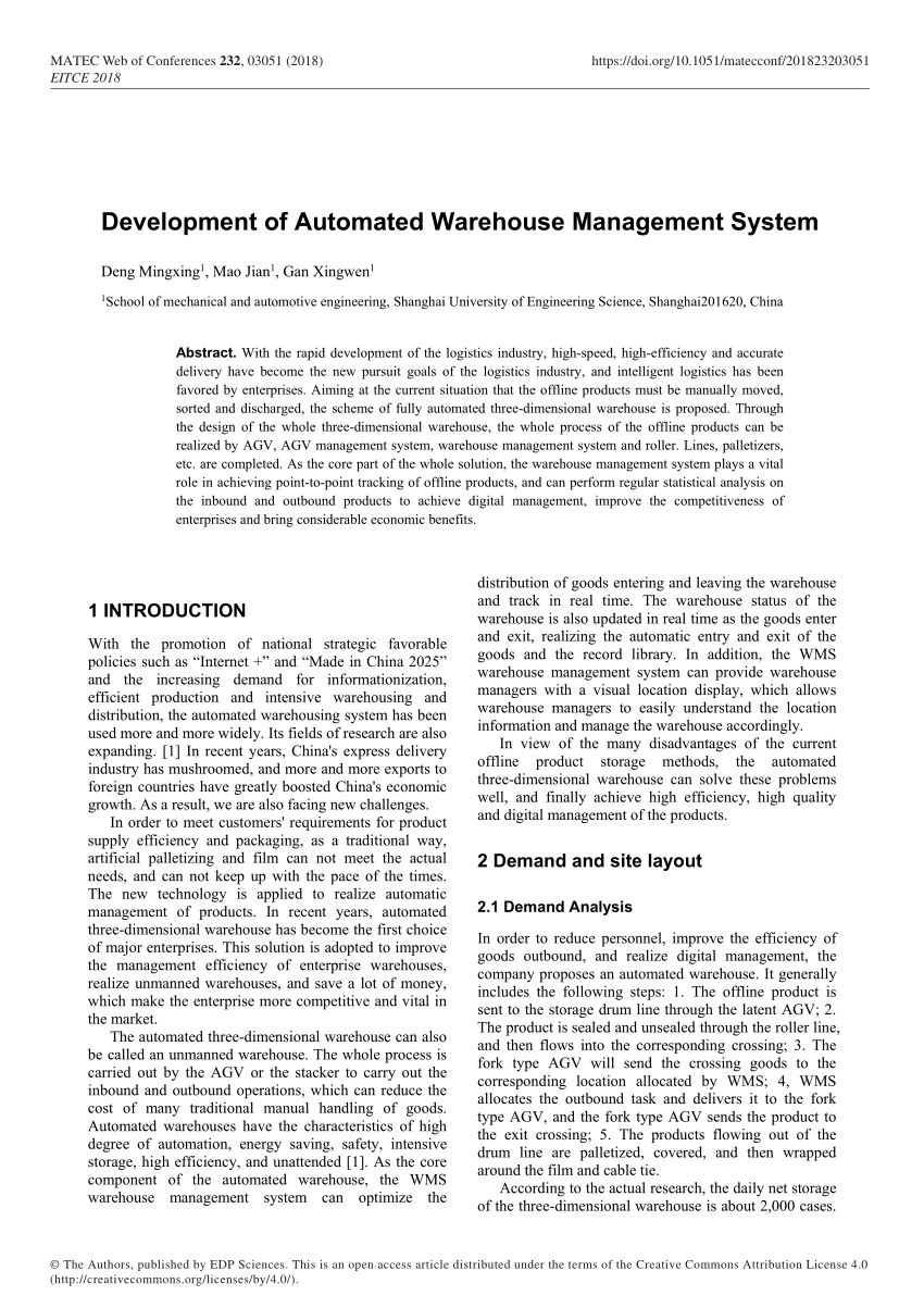 research paper on warehouse management system