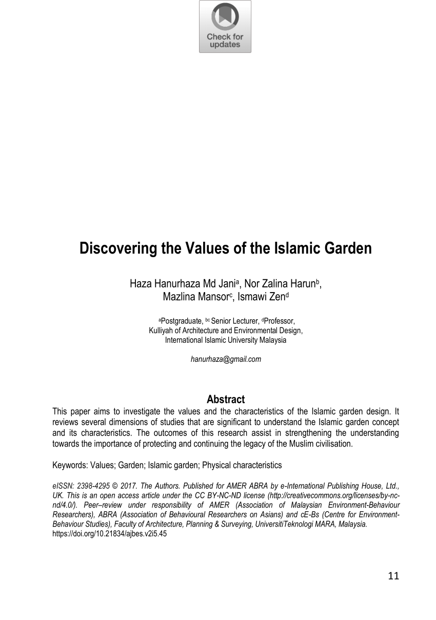 Pdf Islamic Garden Concept In Response To Landscape Design