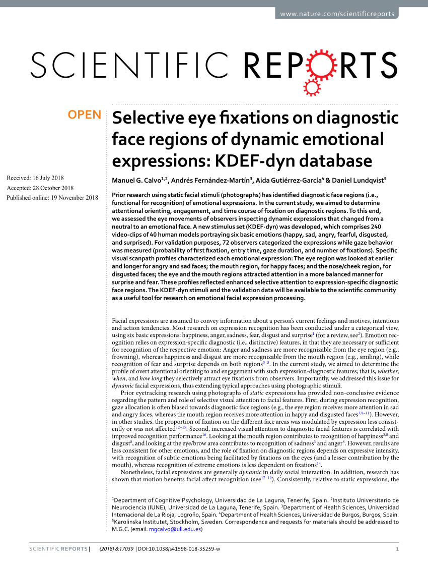 (PDF) Selective eye fixations on diagnostic face regions of dynamic emotional expressions KDEF-dyn database image