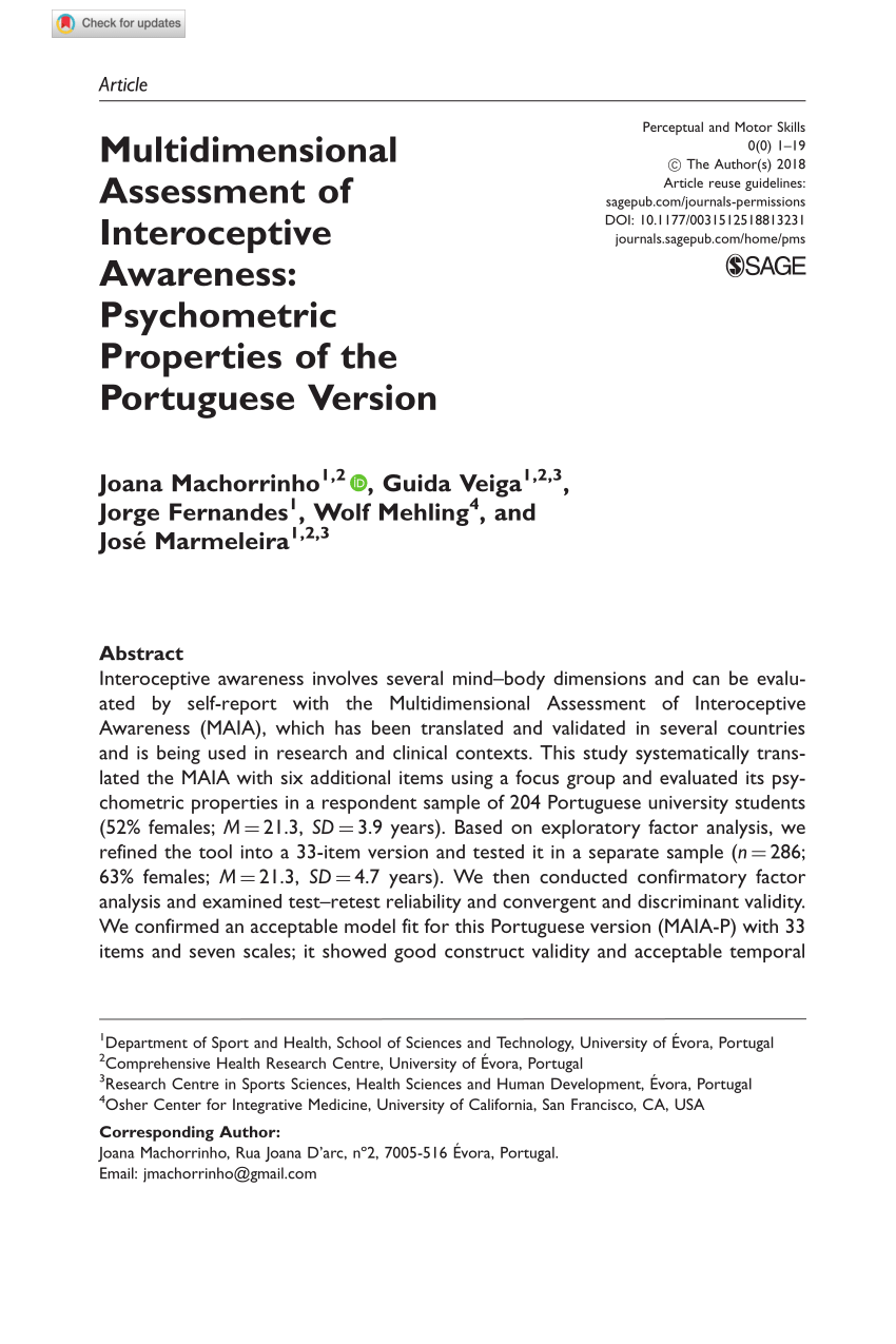 PDF) Methodological Articles Validação Portuguesa do Multidimensional  Assessment of Interoceptive Awareness (MAIA) Portuguese Validation of the  Multidimensional Assessment of Interoceptive Awareness (MAIA)