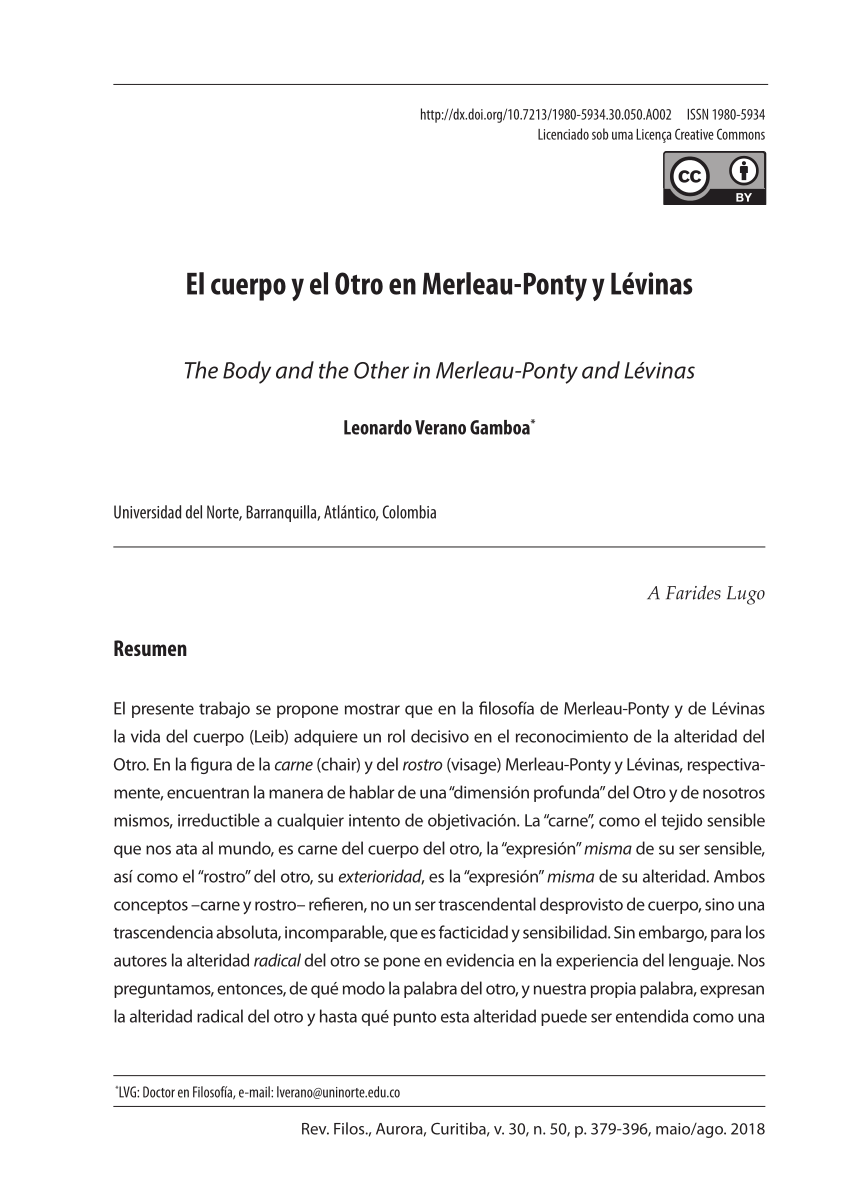 PDF) Más allá del significado. Merleau-Ponty y Agamben acerca del cuerpo y  la educación