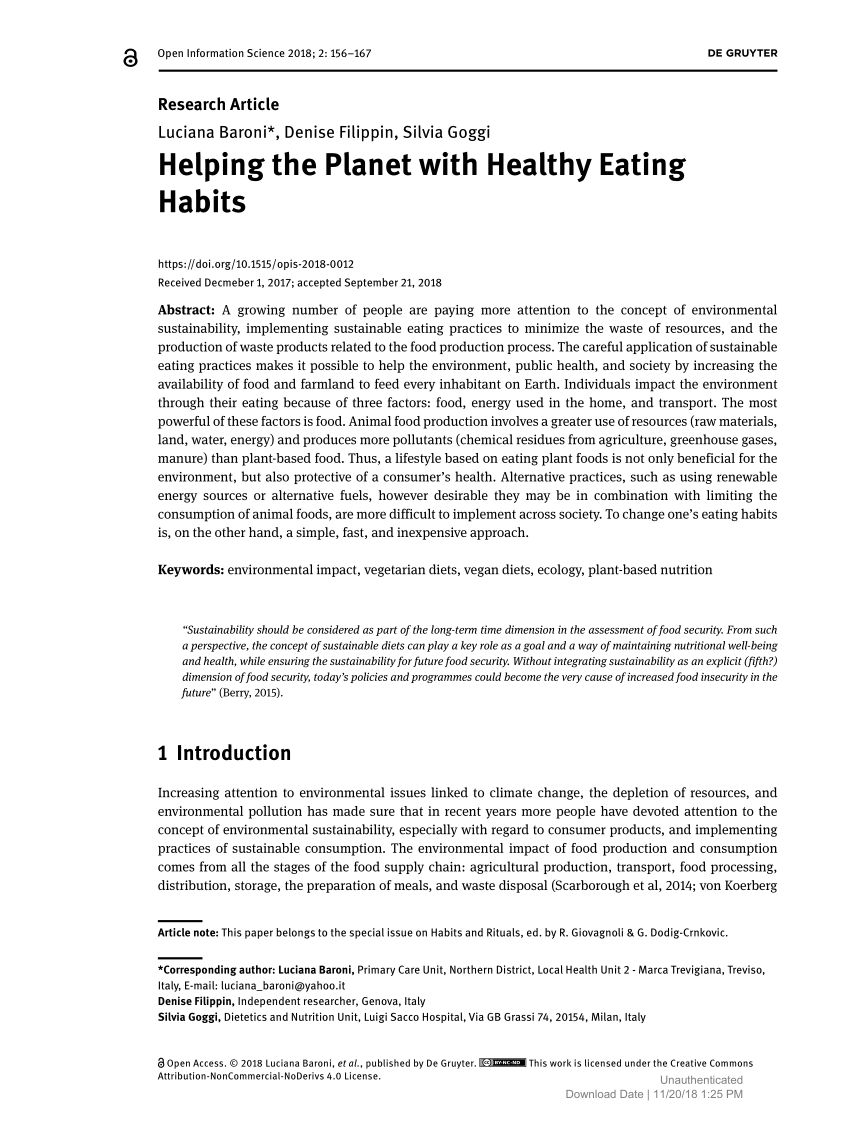 eating habits research paper pdf