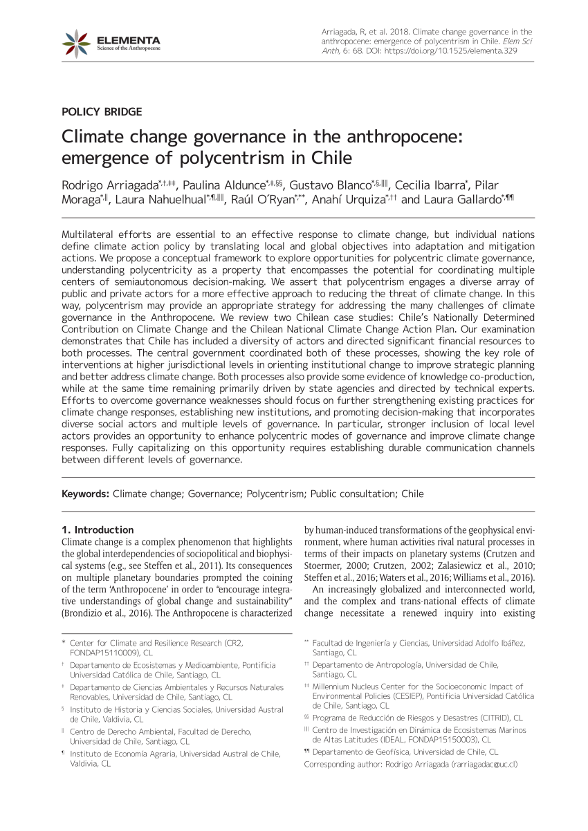 Pdf Climate Change Governance In The Anthropocene Emergence Of