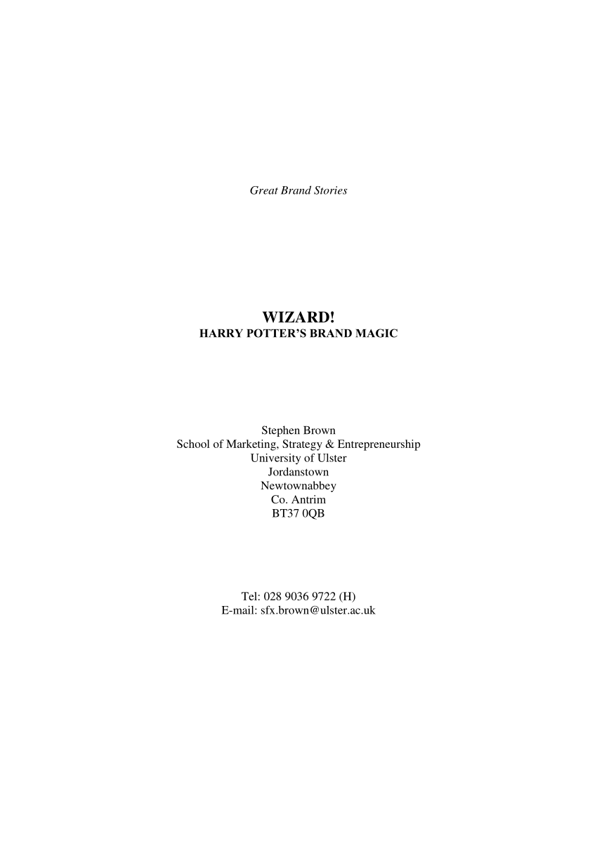 (pdf) Wizard! Harry Potter's Brand Magic