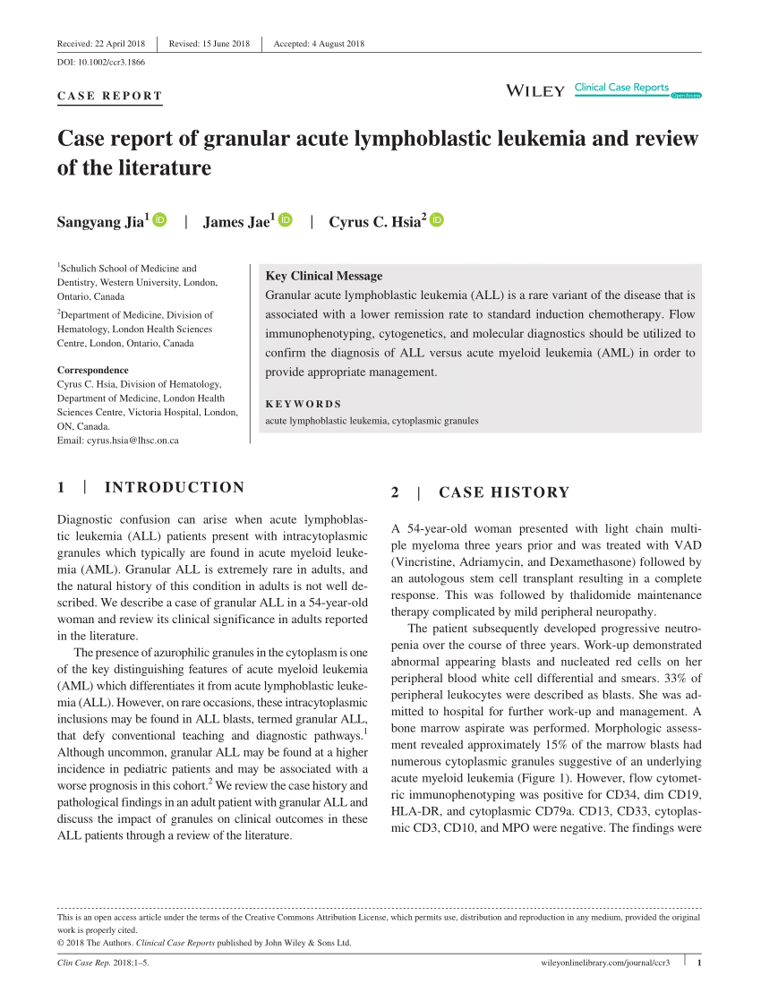 acute lymphoblastic leukemia research paper