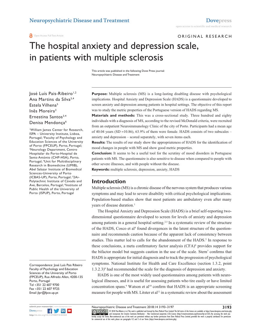 hospital anxiety and depression scale