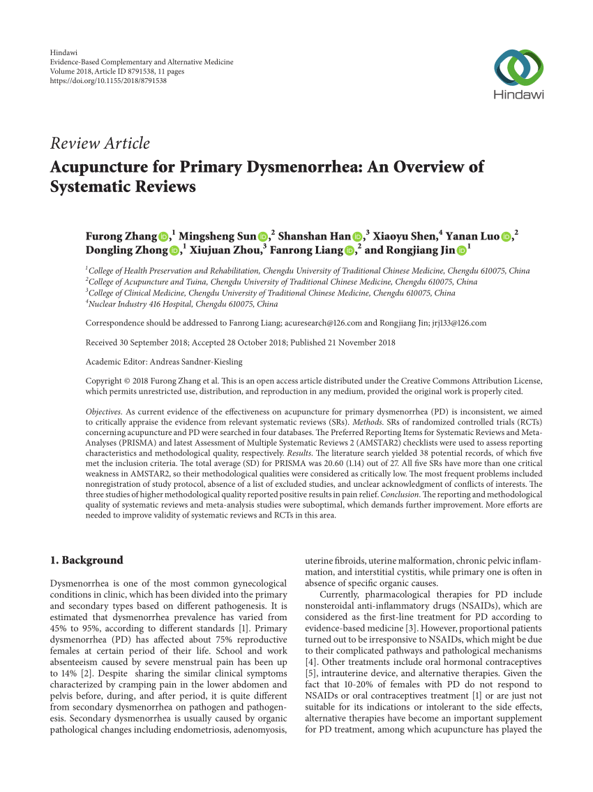 Comparison of Effects of Transcutaneous Electrical Nerve Stimulation(TENS)  and San-Yin-Jiao(SP6) Acupressure on Primary Dysmenorrhea