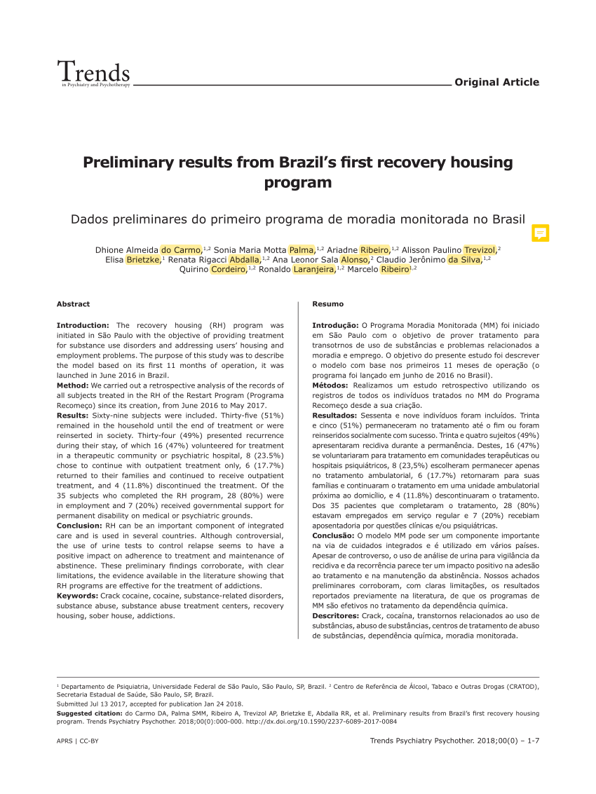 PDF) Preliminary results from Brazil's first recovery housing program