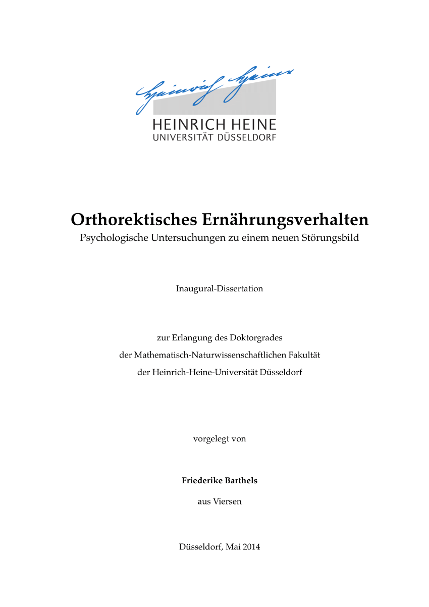(PDF) Orthorektisches Ernährungsverhalten - Psychologische ...