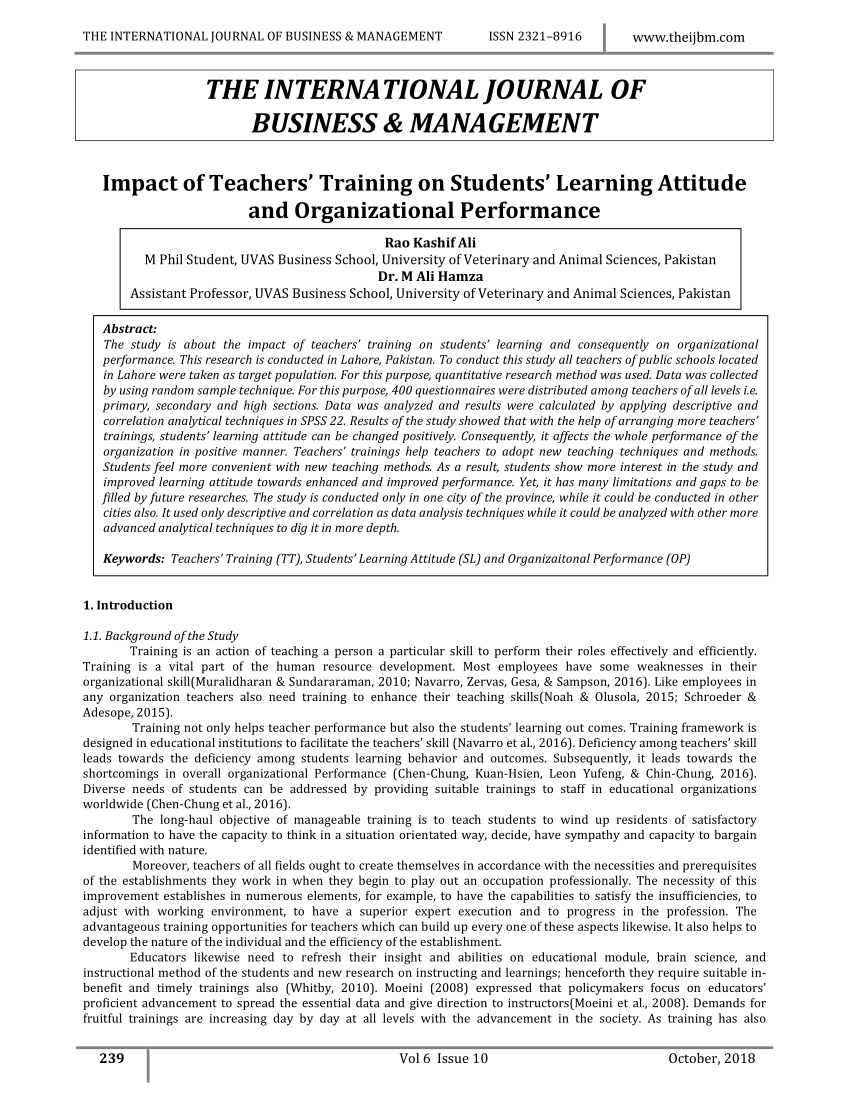 research paper on teacher training