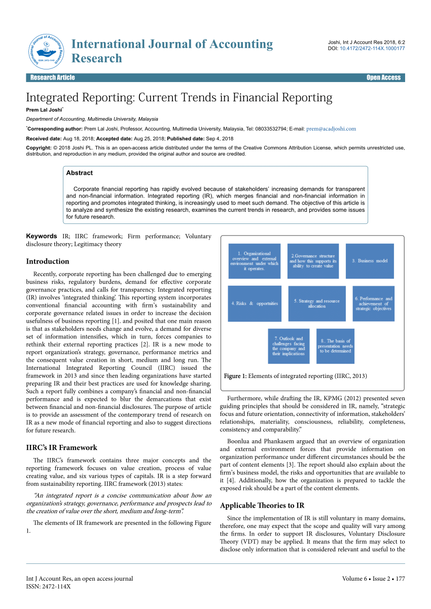 Pdf Integrated Reporting Current Trends In Financial Reporting