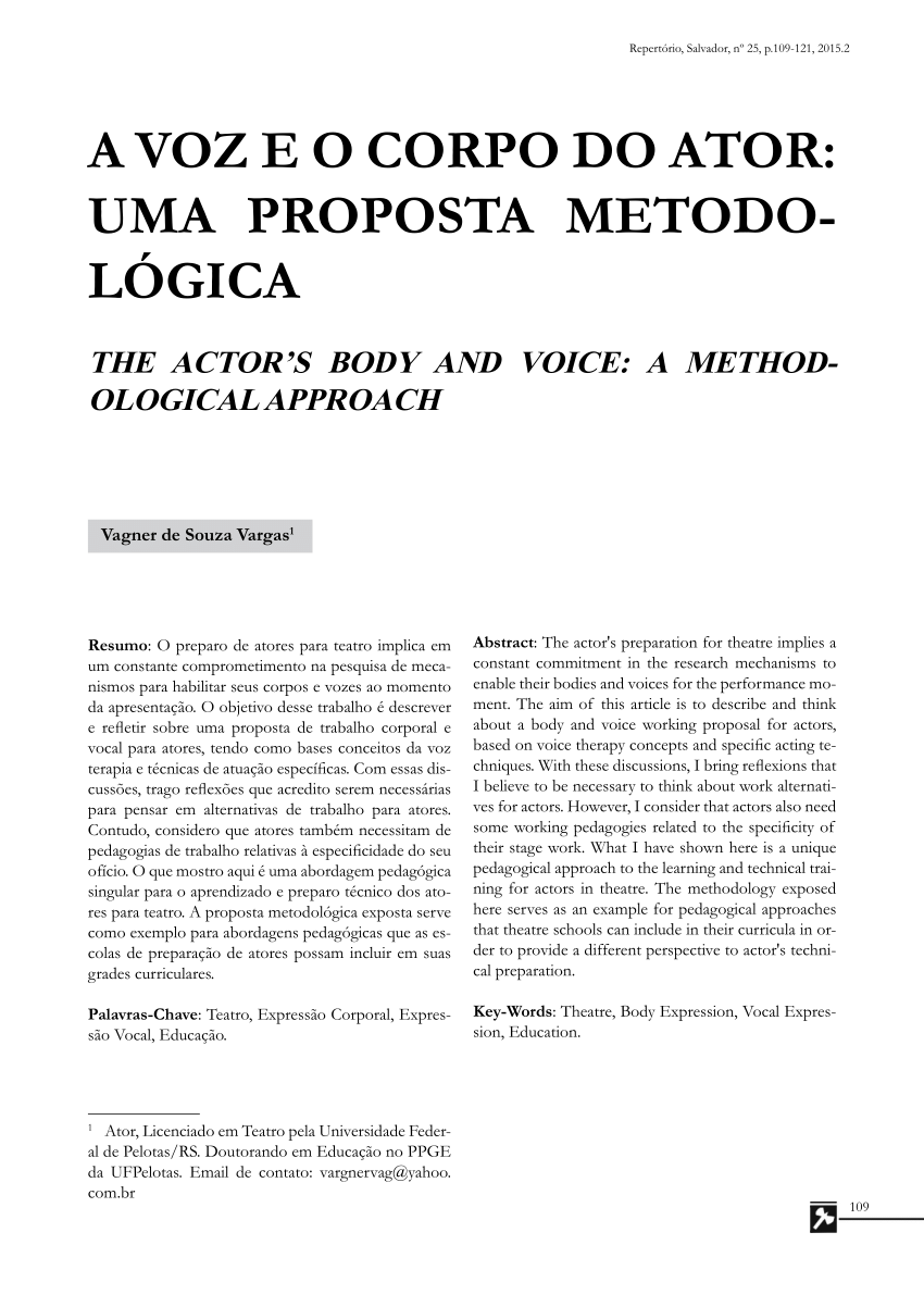 (PDF) A VOZ E O CORPO DO ATOR: UMA PROPOSTA METODOLÓGICA