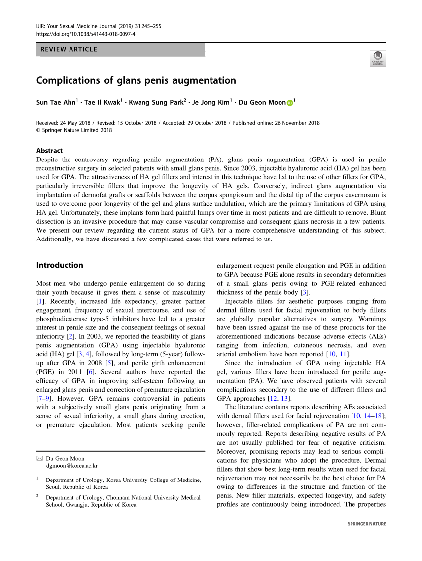 PDF Complications of glans penis augmentation