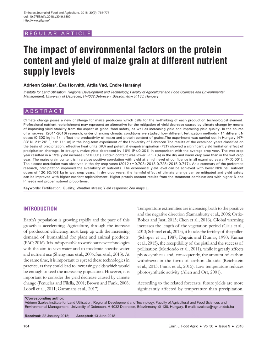 (PDF) The impact of environmental factors on the protein content and ...