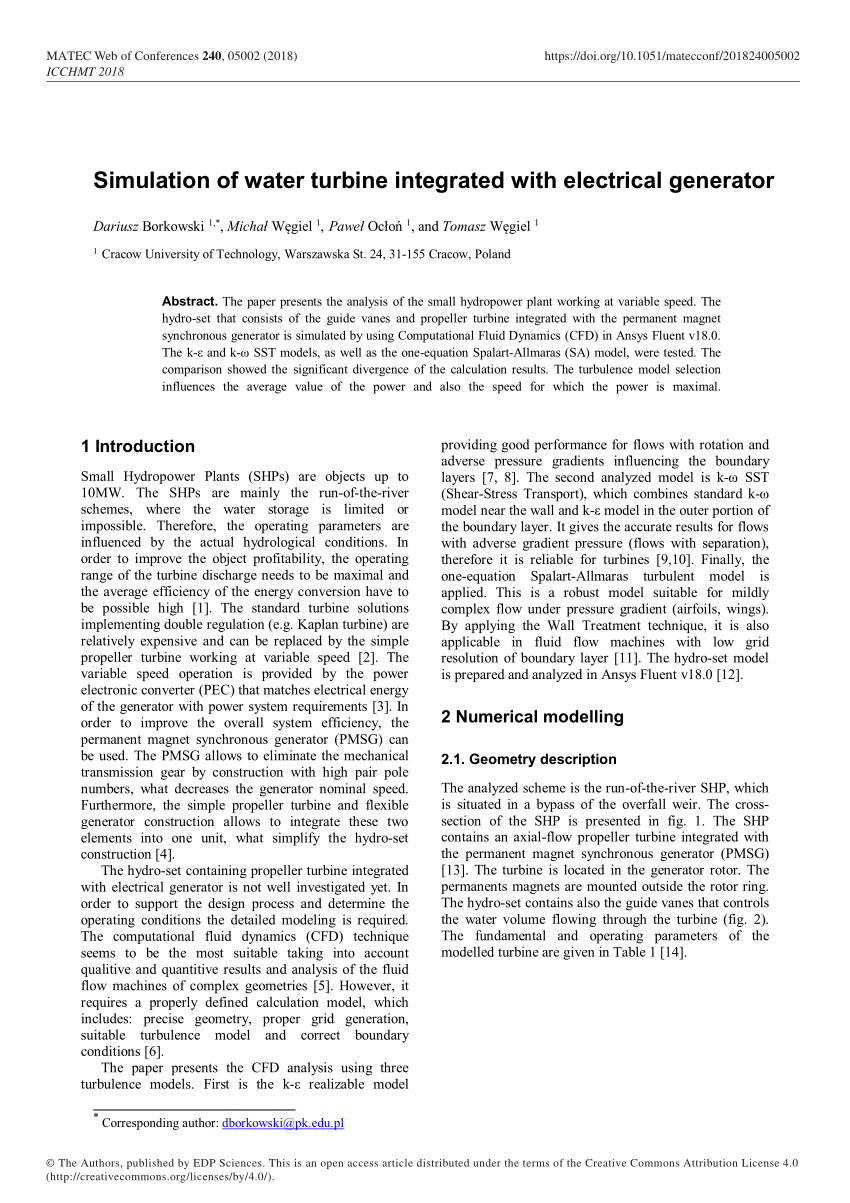 water turbine generator research paper