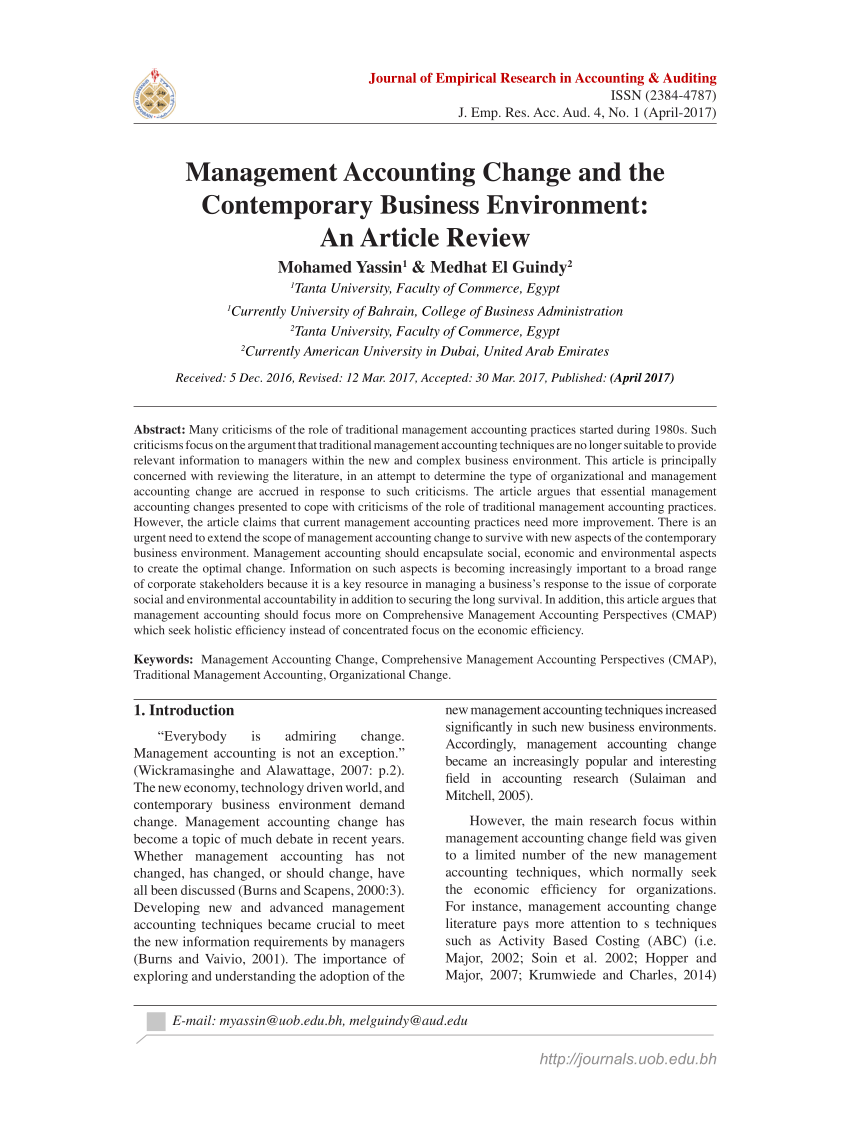 Pdf Management Accounting Change And The Contemporary Business Environment An Article Review
