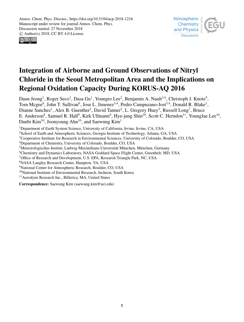 Pdf Integration Of Airborne And Ground Observations Of Nitryl