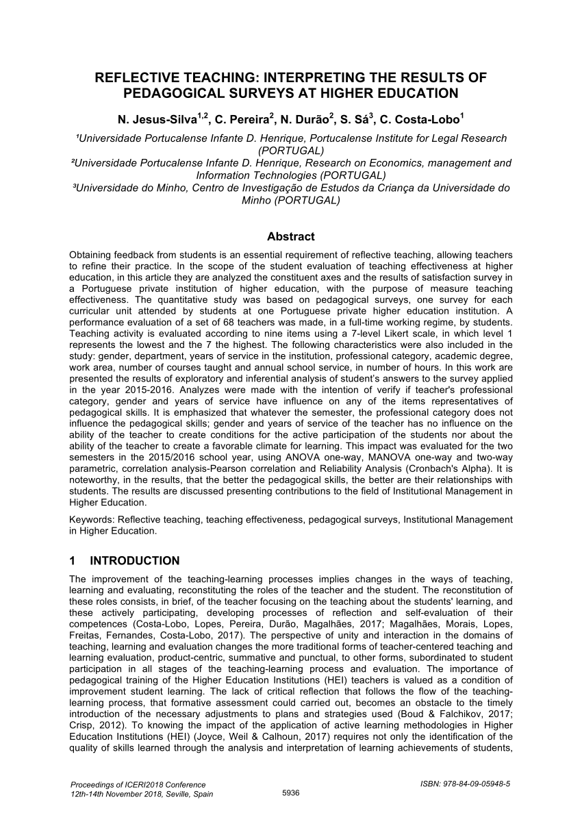 Pdf Reflective Teaching Interpreting The Results Of Pedagogical Surveys At Higher Education 7122