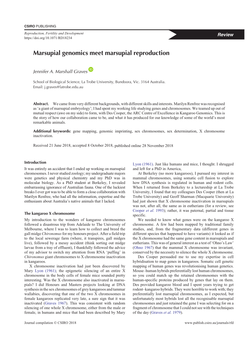 (PDF) Marsupial genomics meet marsupial reproduction