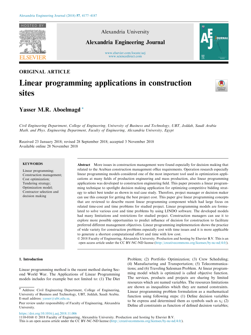 Linear programming application in business