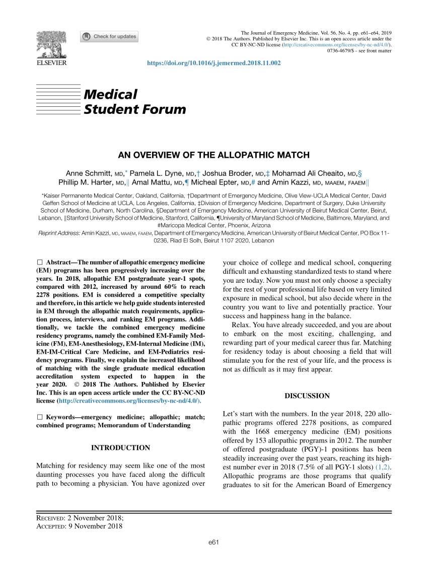 (PDF) An Overview of the Allopathic Match