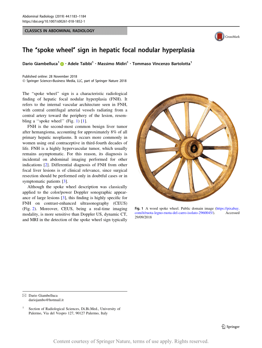 The “spoke wheel” sign in hepatic focal nodular hyperplasia Request PDF