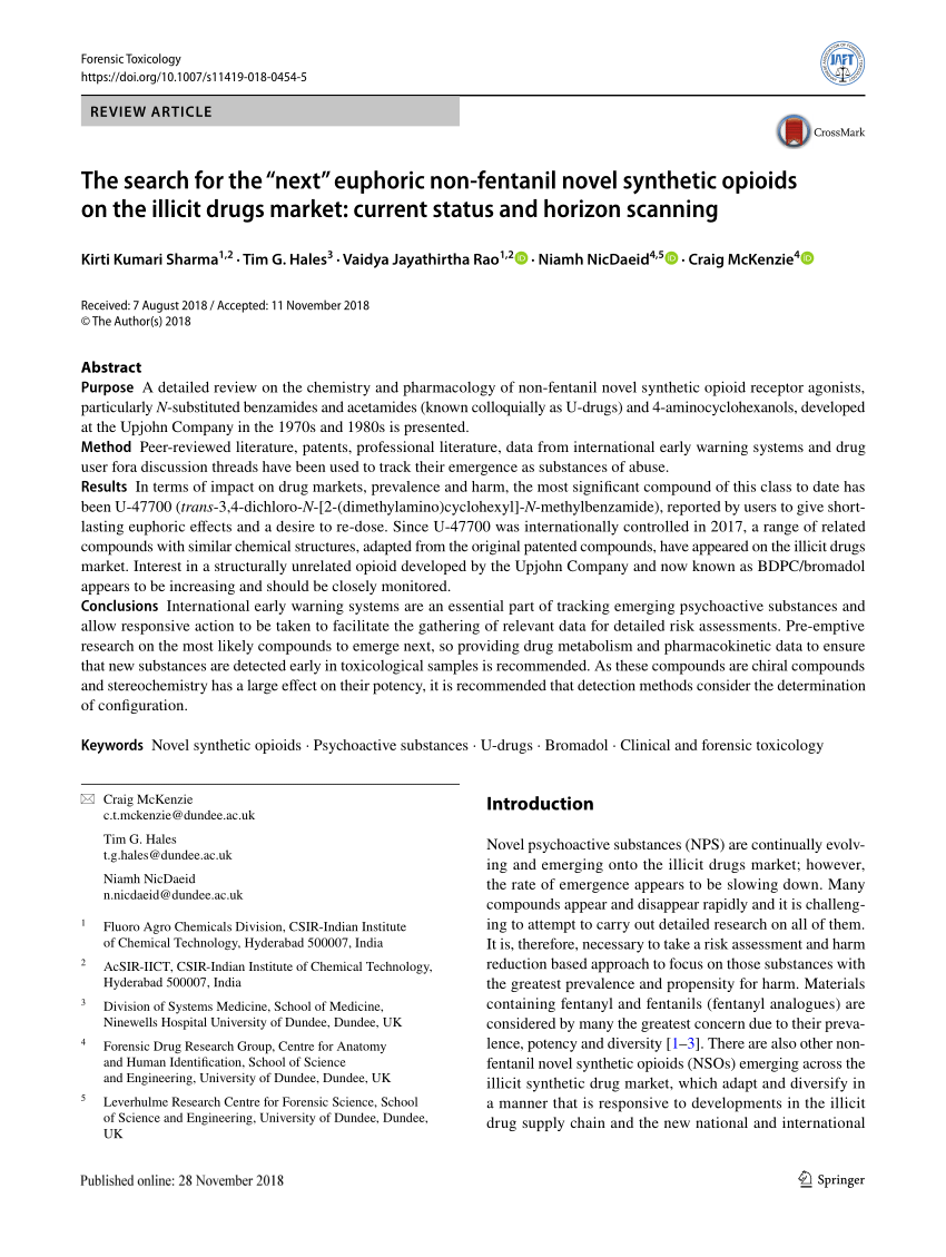 PDF) The search for the “next” euphoric non-fentanil novel synthetic  opioids on the illicit drugs market: current status and horizon scanning