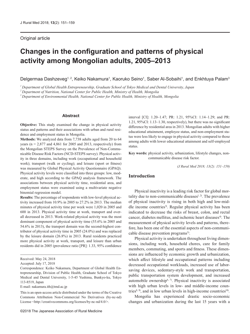 PDF) Changes in the configuration and patterns of physical ...