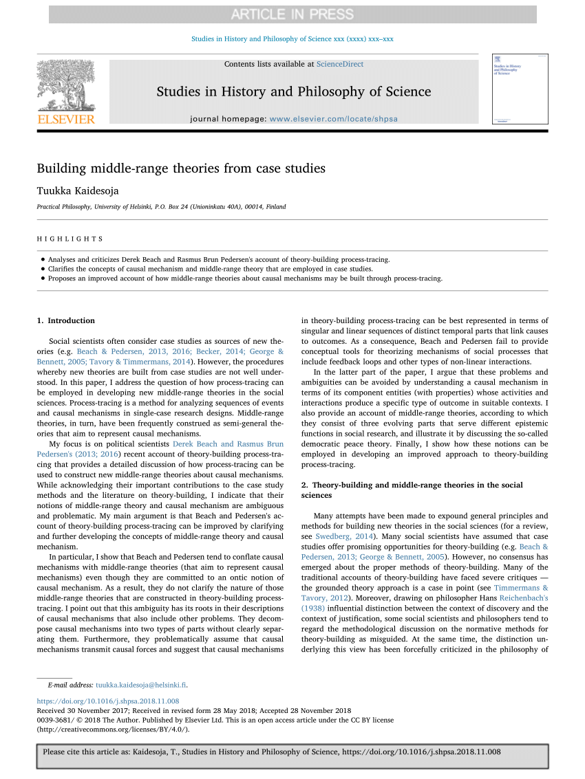 Pdf Building Middle Range Theories From Case Studies