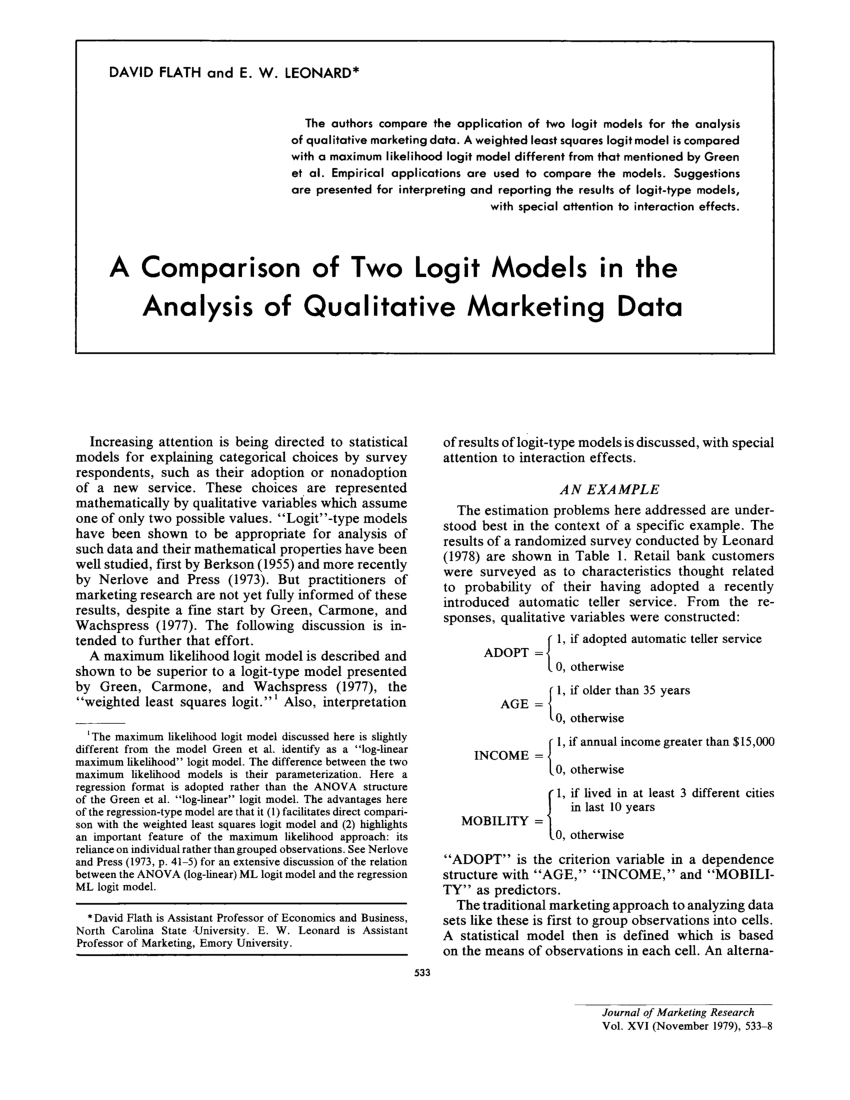 research paper on logit model